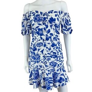 MILLY Blue Floral Strapless Dress Size 4